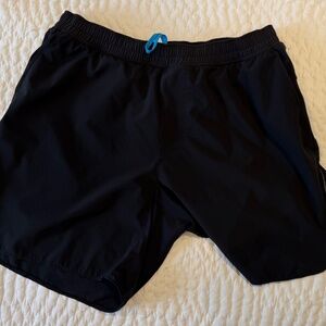 Lululemon Men’s Swim Short 7” Black with Blue Trim Zip Pocket Mesh Lined Size L
